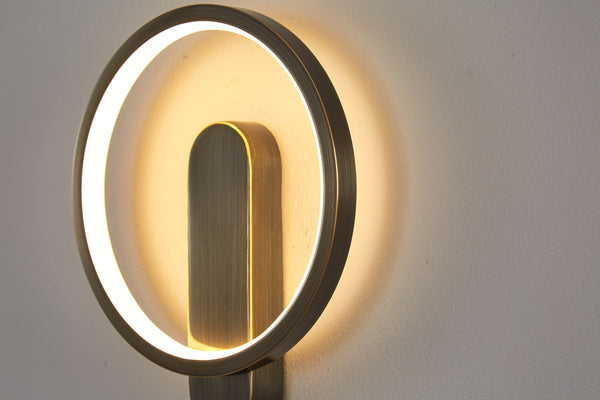 All copper minimalist round wall lamp