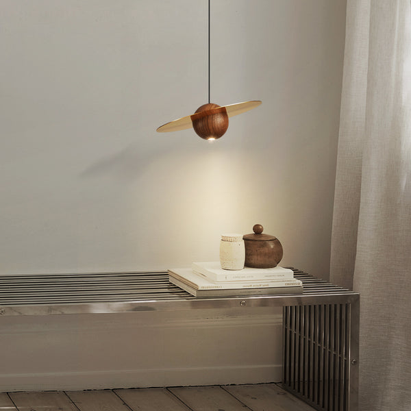 Walnut all copper bedside chandelier