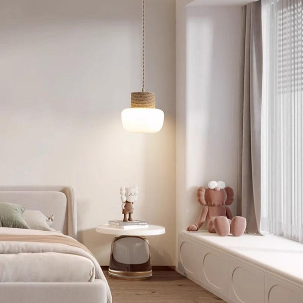 Lampe à suspension de salle à manger de style japonais de couleur crème