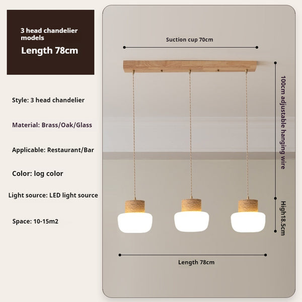 Lampe à suspension de salle à manger de style japonais de couleur crème