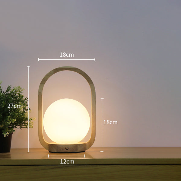 Vintage solid wood portable table lamp