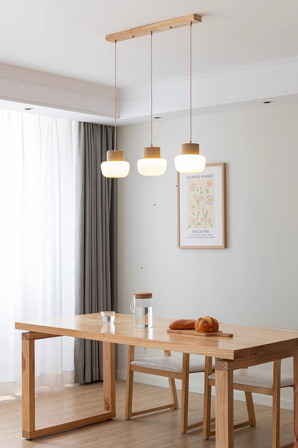 Lampe à suspension de salle à manger de style japonais de couleur crème