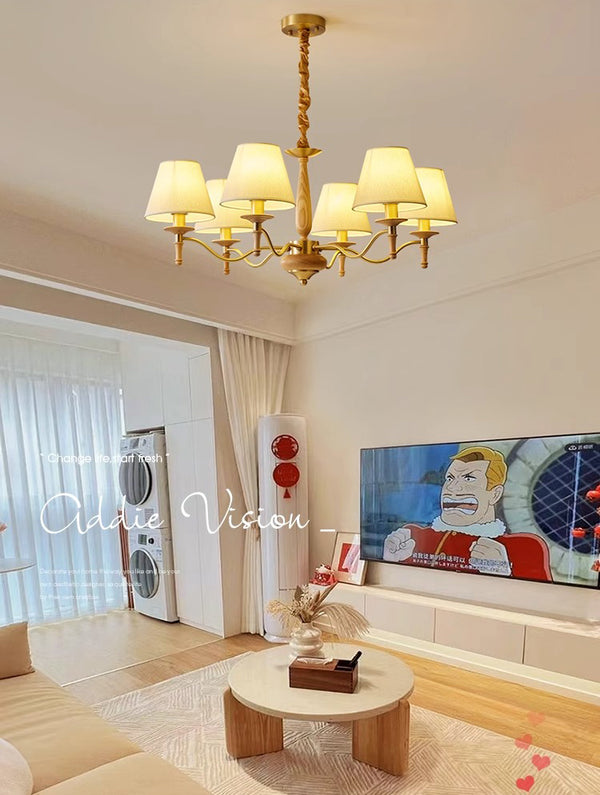French retro solid wood living room chandelier
