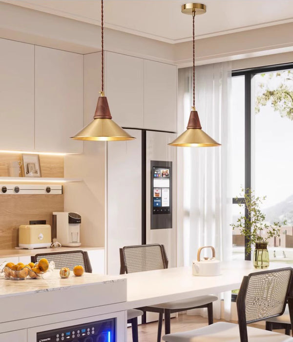 All copper walnut dining chandelier