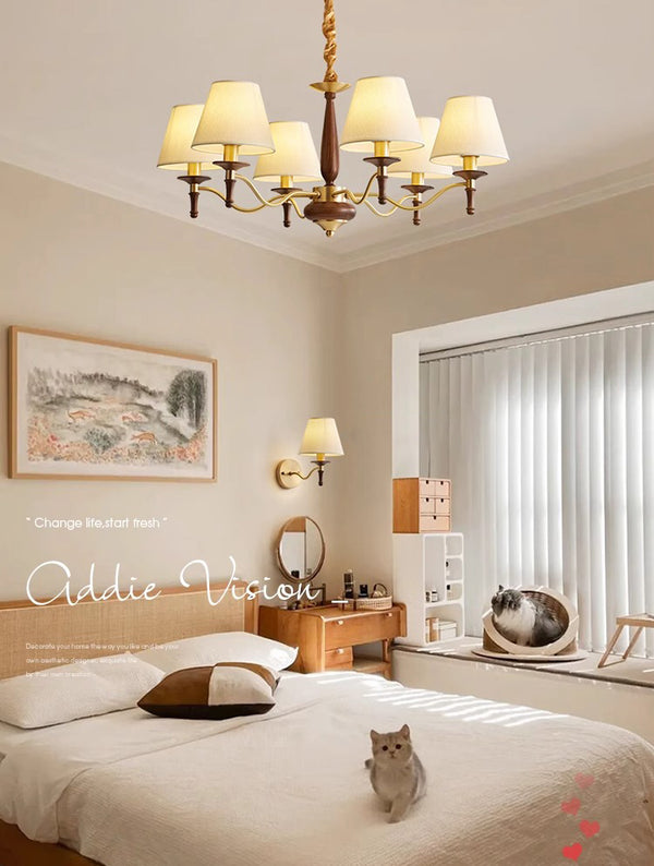 French retro solid wood living room chandelier