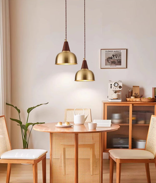 All copper walnut dining chandelier