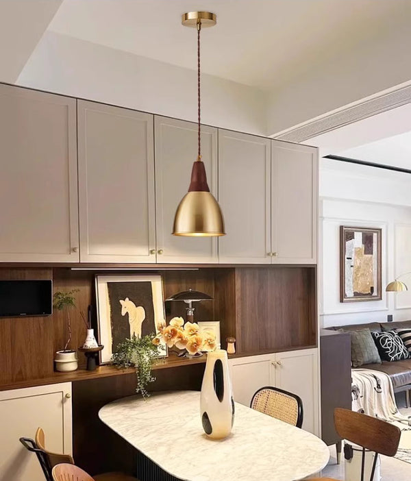 All copper walnut dining chandelier