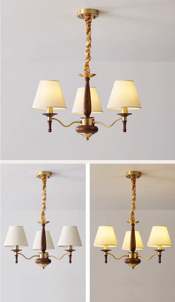 French retro solid wood living room chandelier