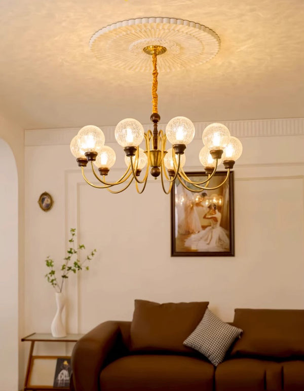 Amerikanischer Retro-Kronleuchter aus Massivholz für das Wohnzimmer