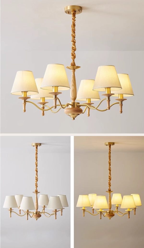 French retro solid wood living room chandelier