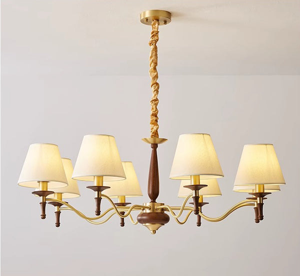French retro solid wood living room chandelier