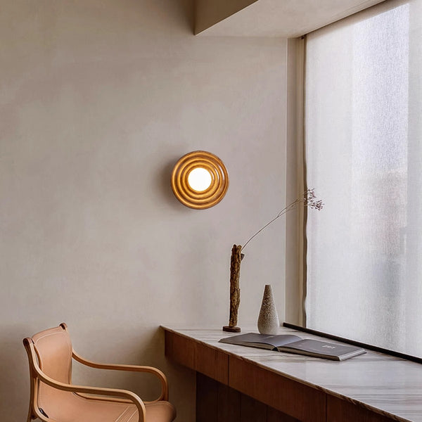 Wandlampe aus Massivholz im japanischen Stil mit Wasserkräuselungen