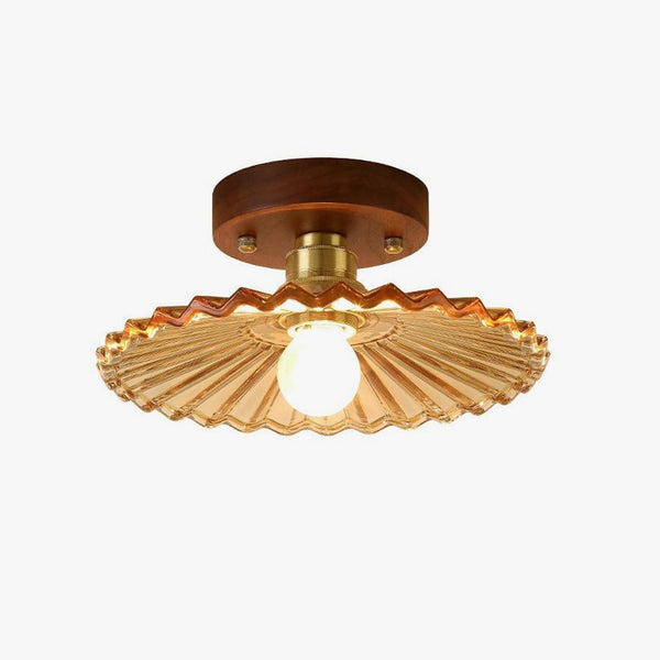 Deckenlampe aus Walnussglas im mittelalterlichen Stil