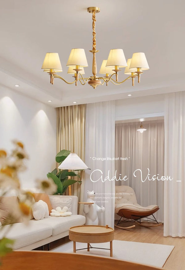 French retro solid wood living room chandelier