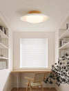 Deckenlampe aus cremefarbenem Strohhut