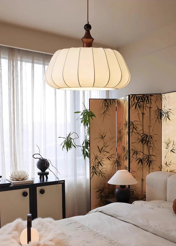Lustre de restaurant en tissu rétro français