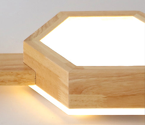 Creative solid wood LED ceiling lamp