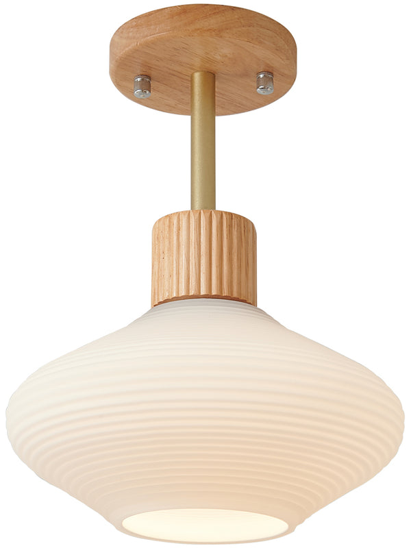 Deckenlampe aus Massivholz im cremefarbenen Stil