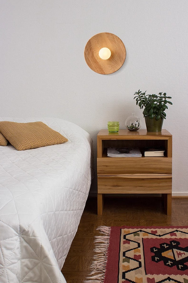 Vintage solid wood disc wall lamp