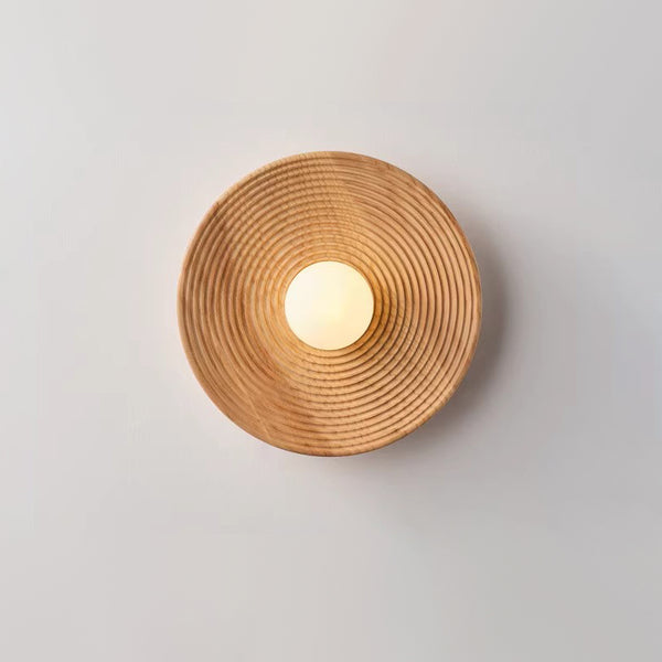 Vintage solid wood disc wall lamp