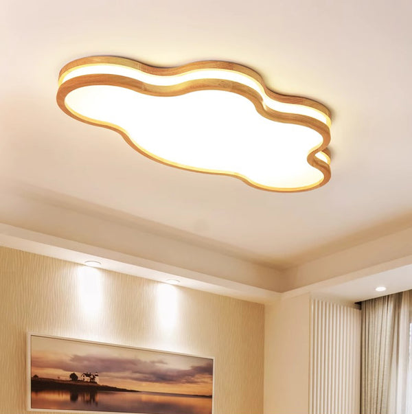 LED children's room solid wood ceiling lamp