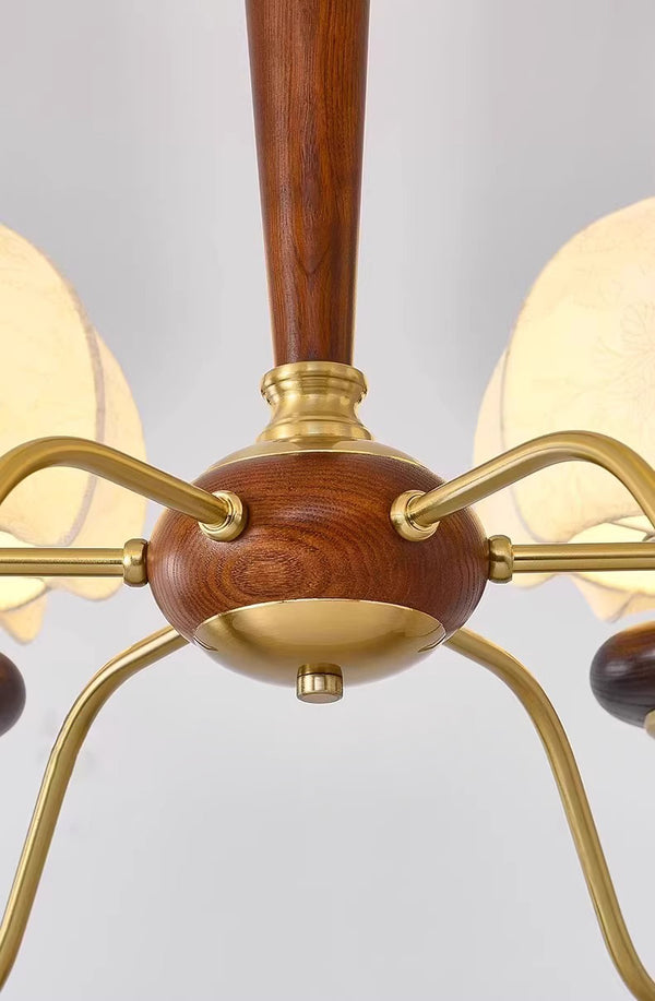 French solid wood fabric chandelier