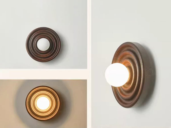 Wandlampe aus Massivholz im japanischen Stil mit Wasserkräuselungen