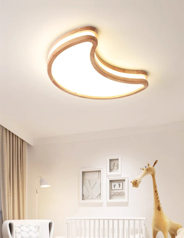 LED children's room solid wood ceiling lamp