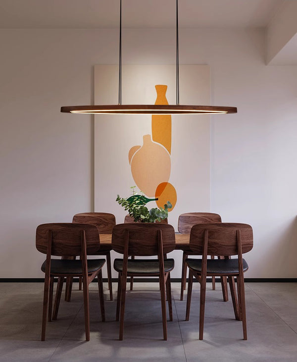 Pendelleuchte aus Walnussholz für Esszimmer