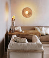Vintage solid wood disc wall lamp