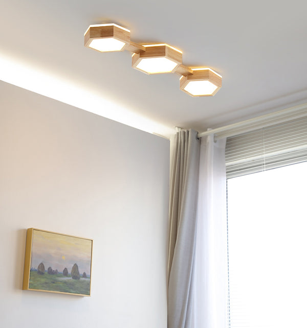 Creative solid wood LED ceiling lamp