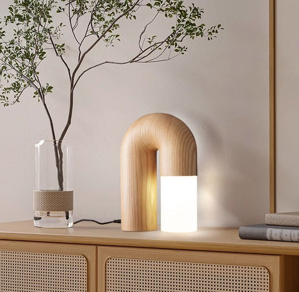 Lampe de table de chambre à coucher en bois massif