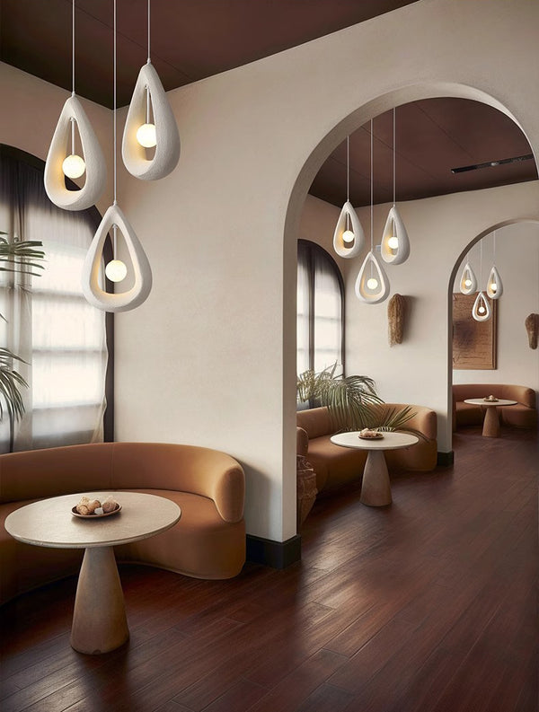 Suspension de salle à manger en forme de goutte d'eau de style Wabi-sabi