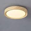 Einfache runde Deckenlampe für Schlafzimmer mit Holzmaserung