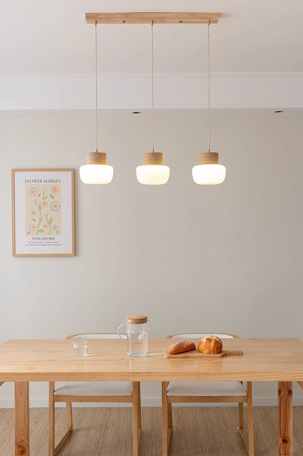 Lampe à suspension de salle à manger de style japonais de couleur crème