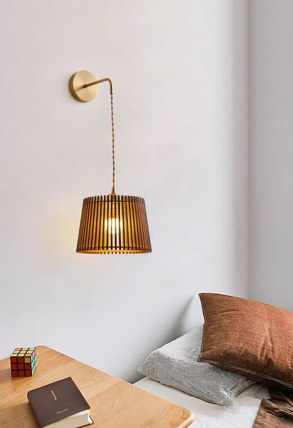 Wandlampe aus Massivholz im japanischen Stil komplett aus Kupfer