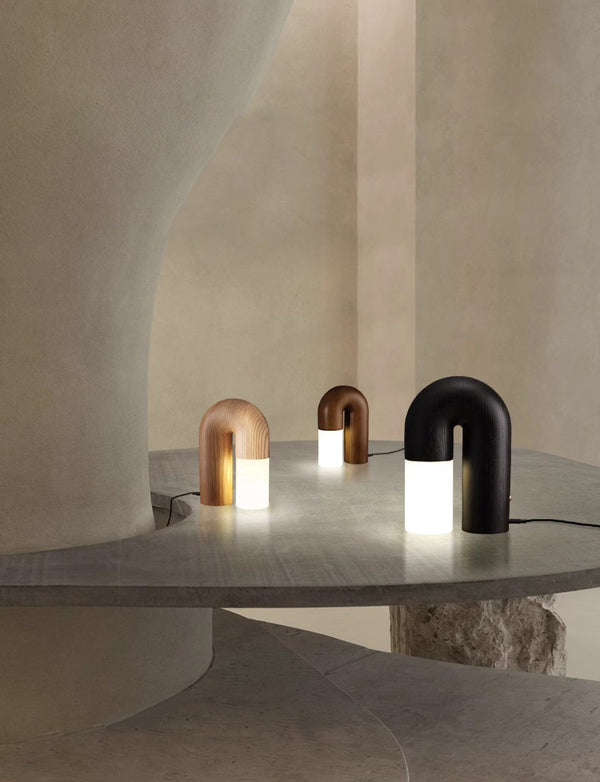 Lampe de table de chambre à coucher en bois massif
