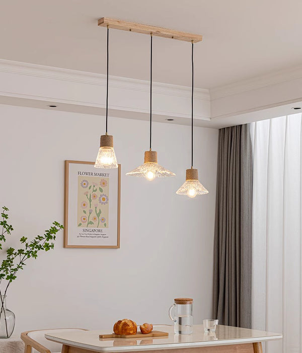 Kronleuchter aus Holzwindglas im japanischen Stil