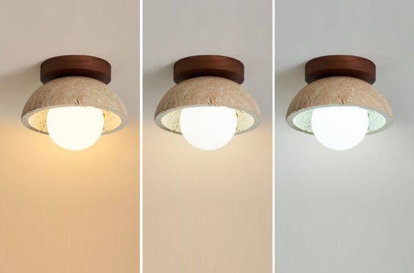 Plafonnier d'allée en travertin jaune