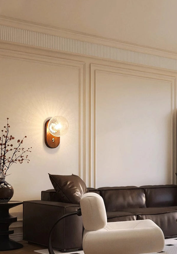 Solid wood crack glass aisle wall lamp