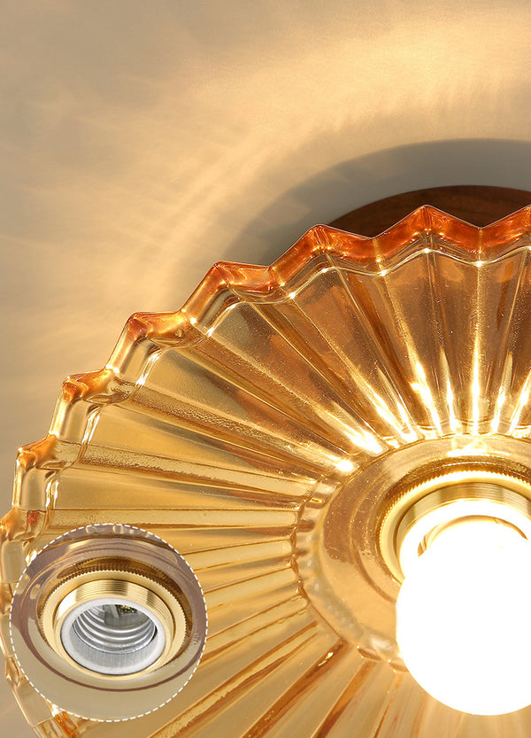 Deckenlampe aus Walnussglas im mittelalterlichen Stil