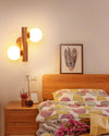 Applique murale de chambre à double tête en bois massif