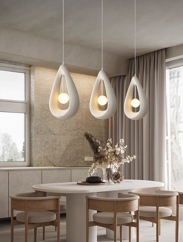 Suspension de salle à manger en forme de goutte d'eau de style Wabi-sabi