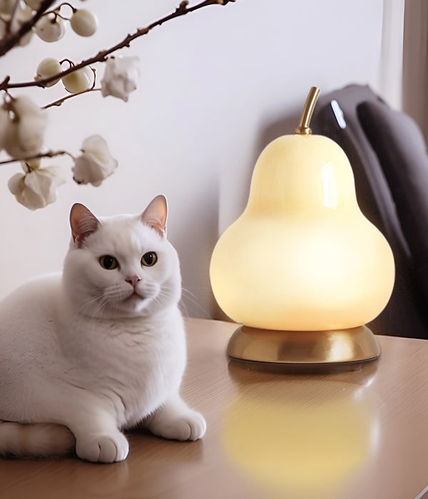 Cremefarbene Birnen-Tischlampe