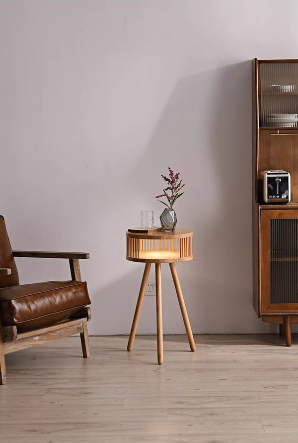 Retro Massivholz Stehlampe