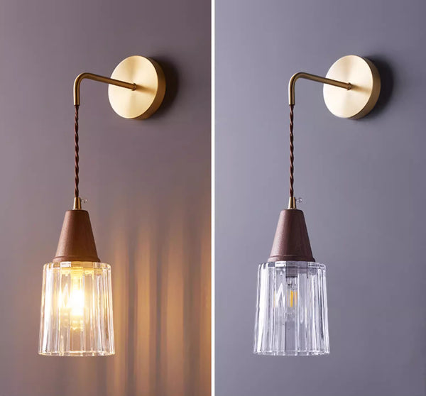 Wandlampe aus Massivholz im japanischen Stil komplett aus Kupfer