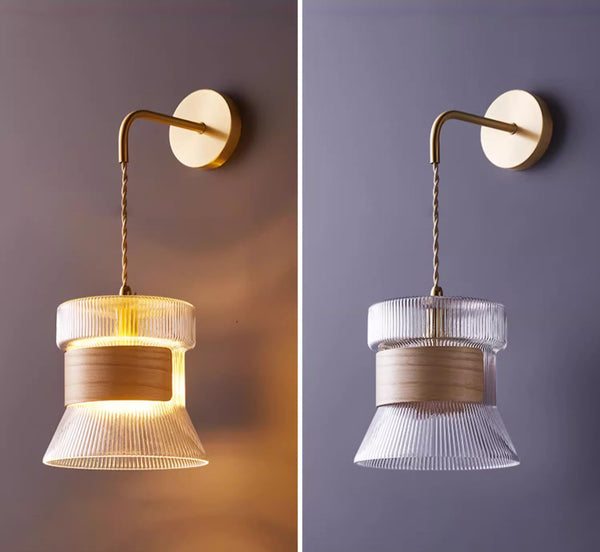 Wandlampe aus Massivholz im japanischen Stil komplett aus Kupfer