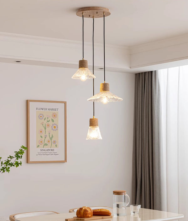 Kronleuchter aus Holzwindglas im japanischen Stil