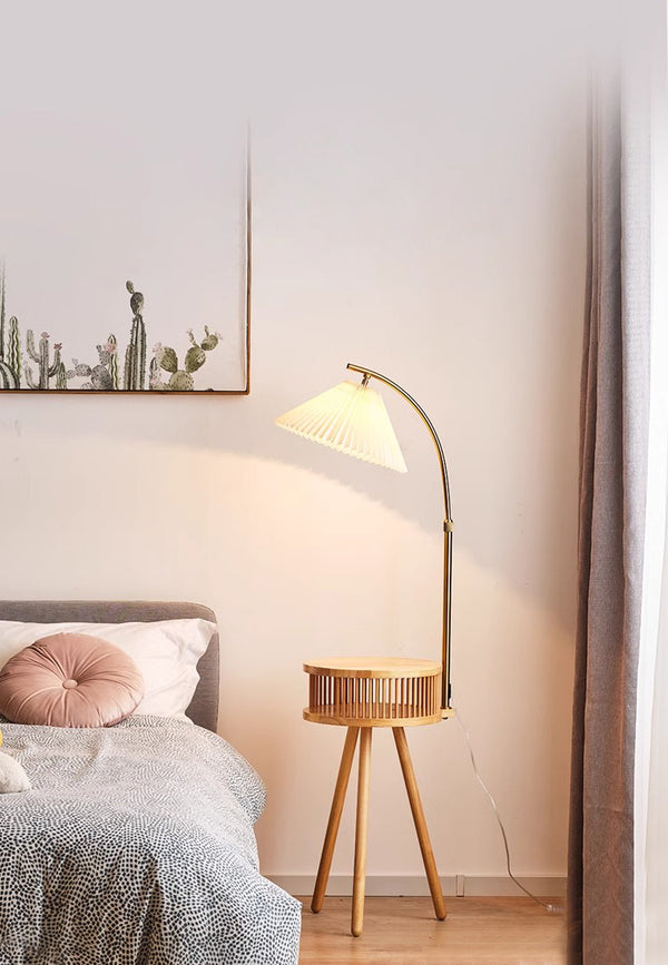 Retro Massivholz Stehlampe