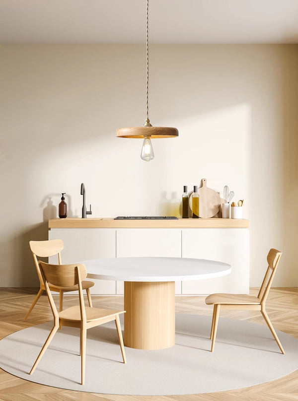 Lustre de salle à manger en bois massif de style médiéval